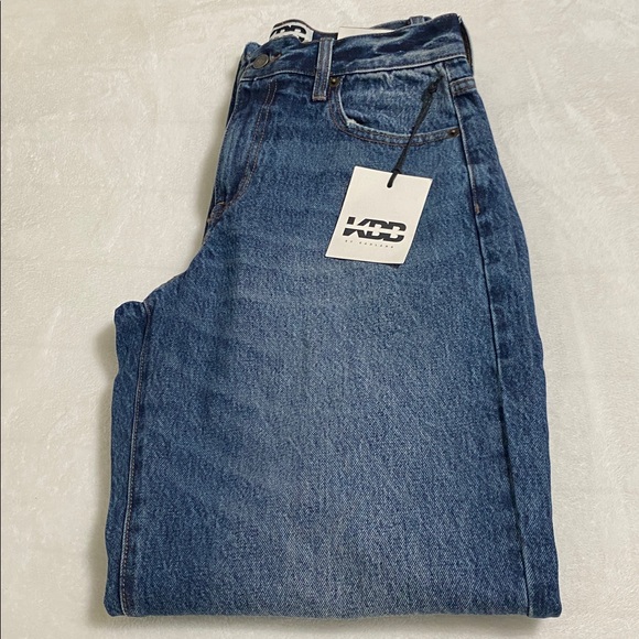KBB Jeans Barrel Leg NWT by Kahlana Mid Rise Dark Wash Size 0 - Picture 7 of 13